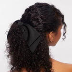 recycled fabric bow hair clip- black