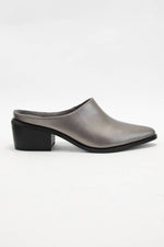 gina pointed toe block heel mule: pewter