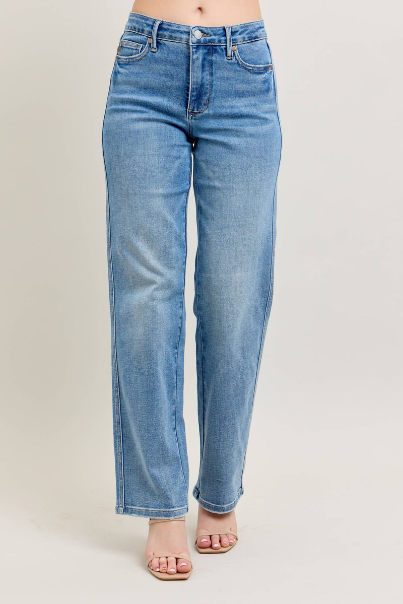sabrina tummy control vintage wash straight jean