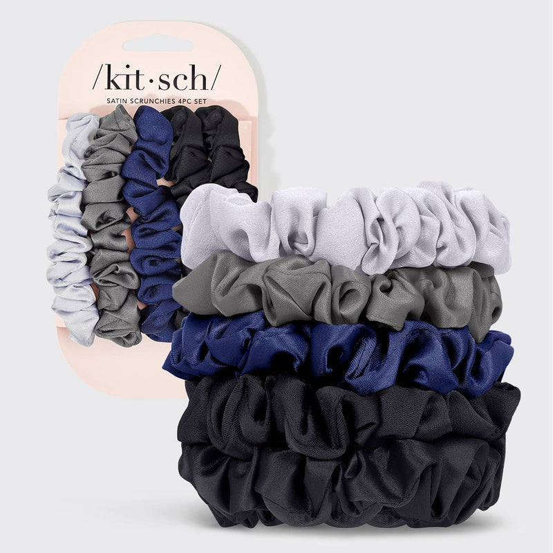 satin petite scrunchies 5pc set- midnight