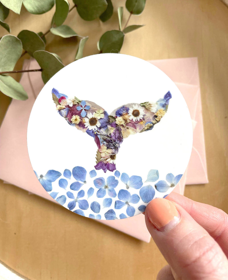 whale tail pressed flower 3” magnet