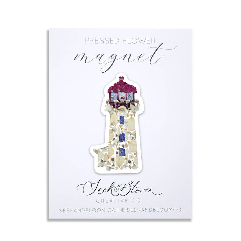pressed flower lighthouse magnet 3”