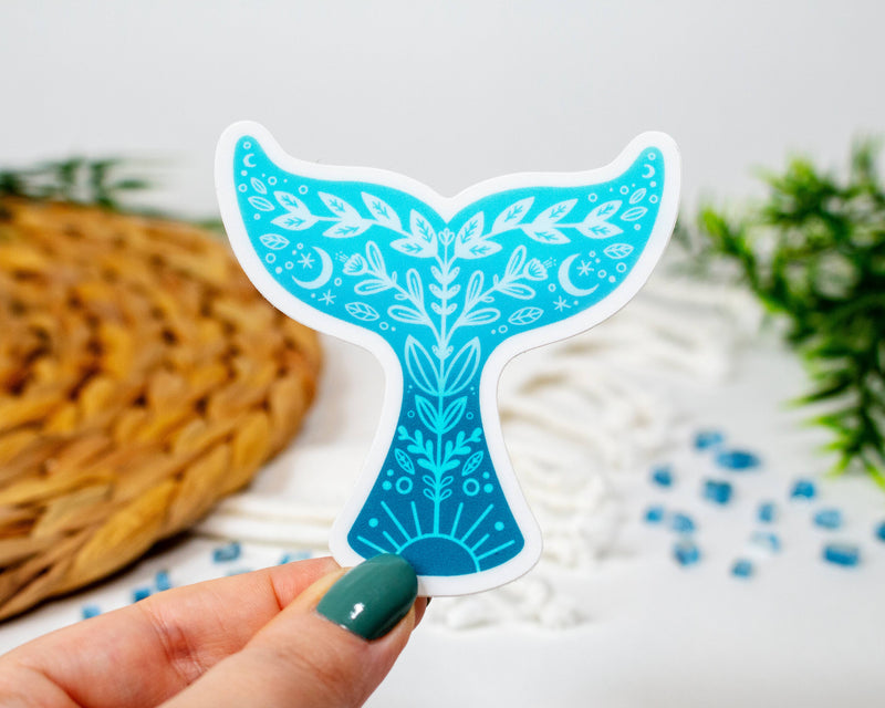 folk art whale tail sticker