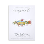 pressed flower fish magnet 3”