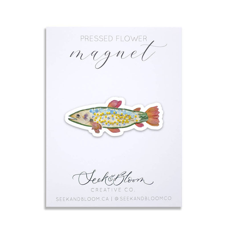 pressed flower fish magnet 3”