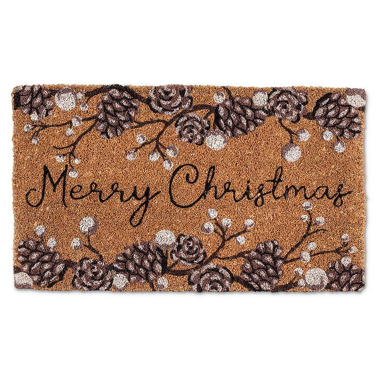 pinecone merry christmas doormat