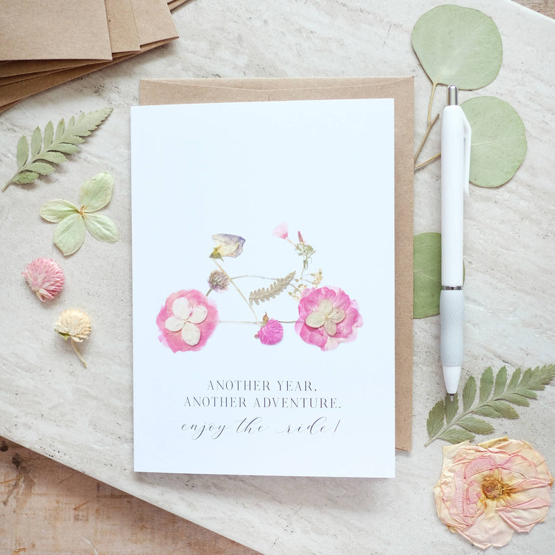 enjoy the ride pressed flower card