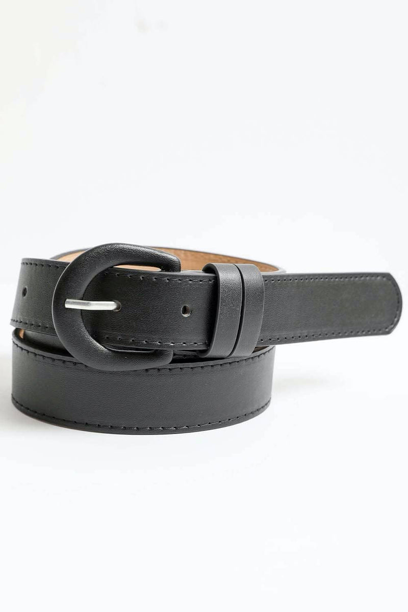 classic vegan leather belt black