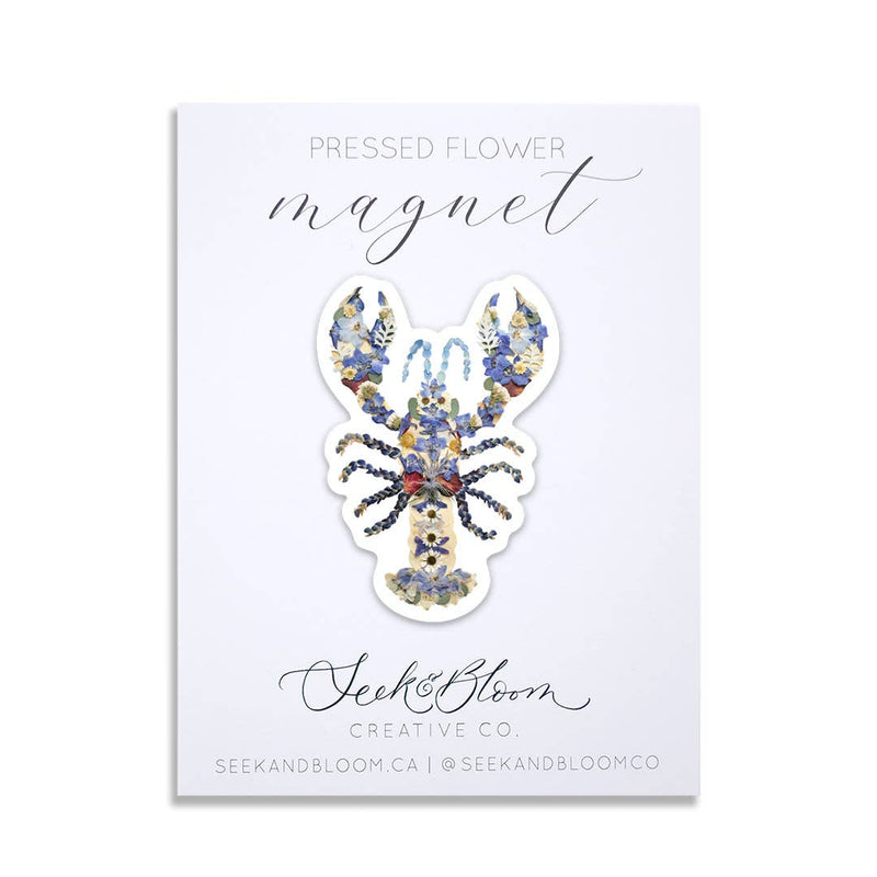 pressed flower lobster magnet 3”