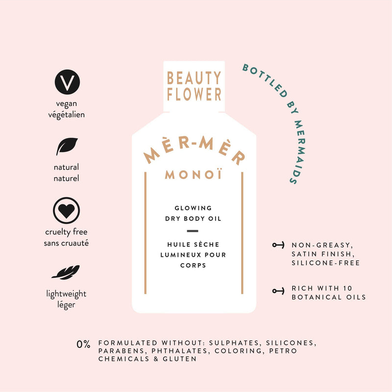 mèr-mèr monoï beauty flower glowing body oil- 60ml