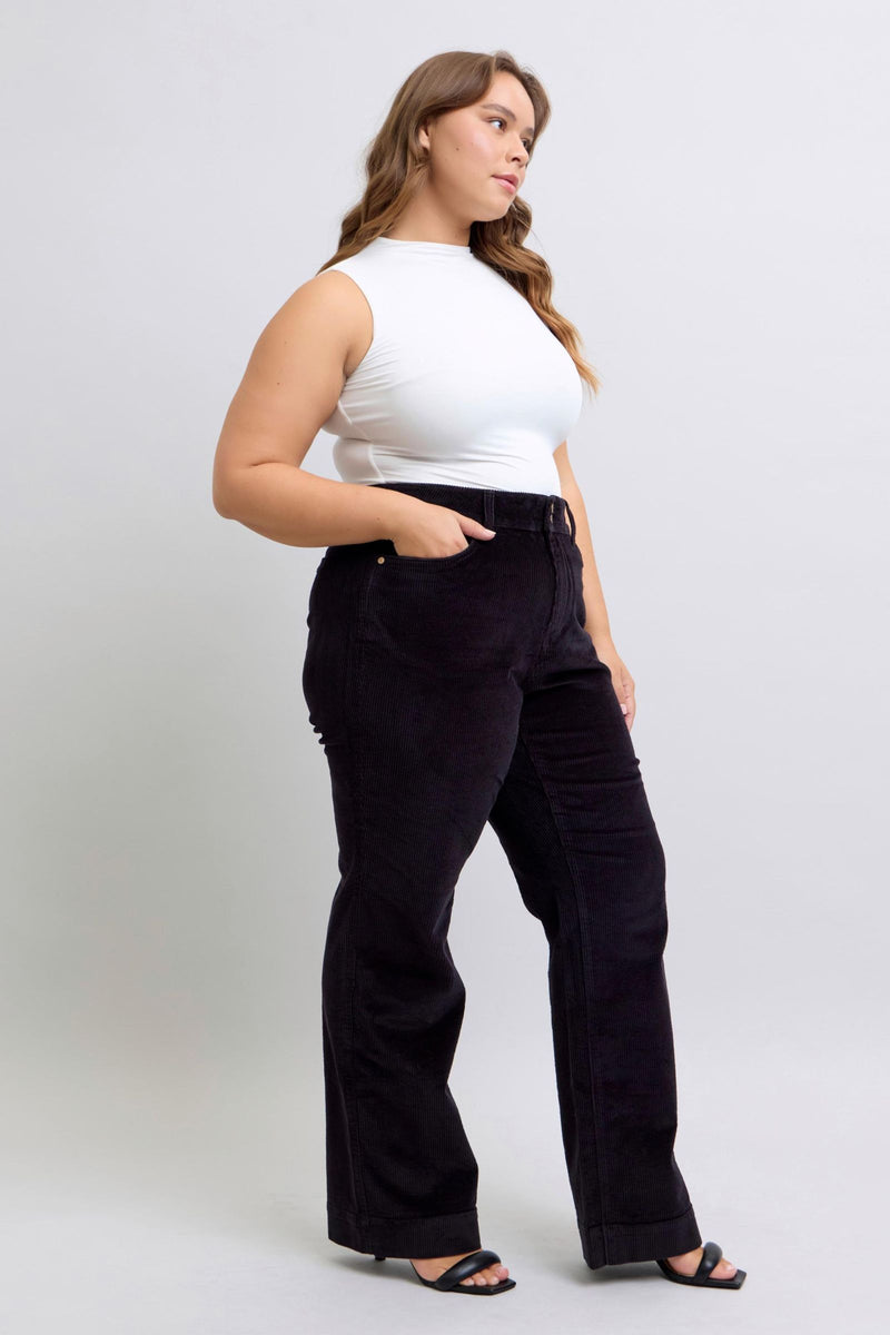 corduroy wide leg trouser- plus