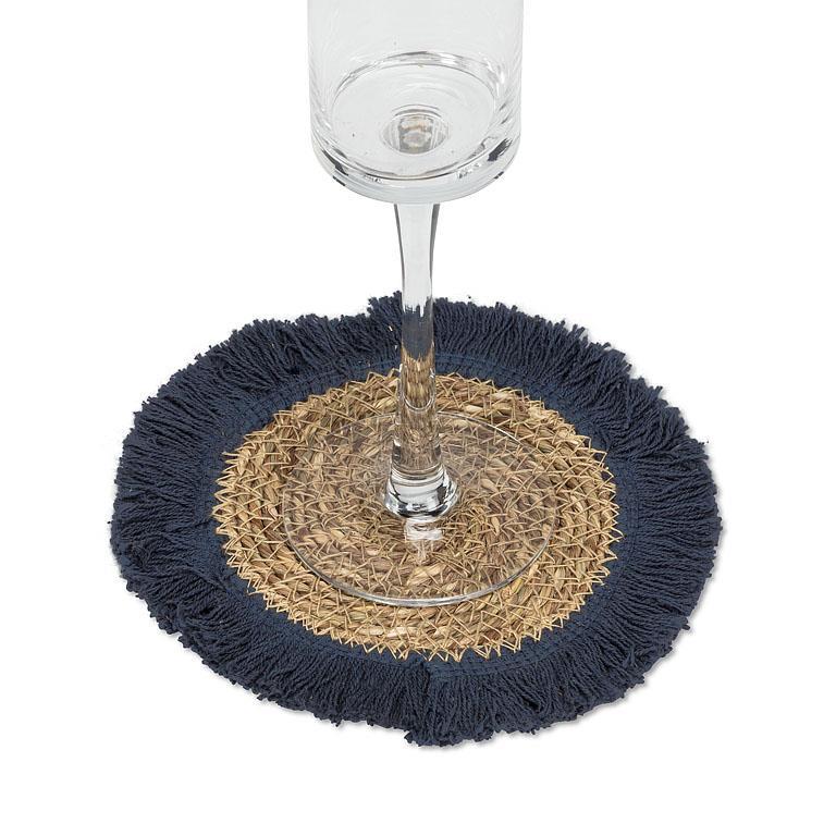 fringe coaster- navy