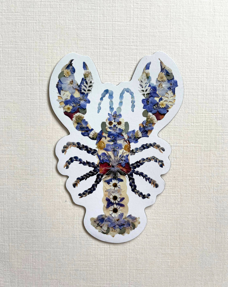 pressed flower lobster magnet 3”