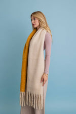 cozy solid two tone tassel scarf: blue