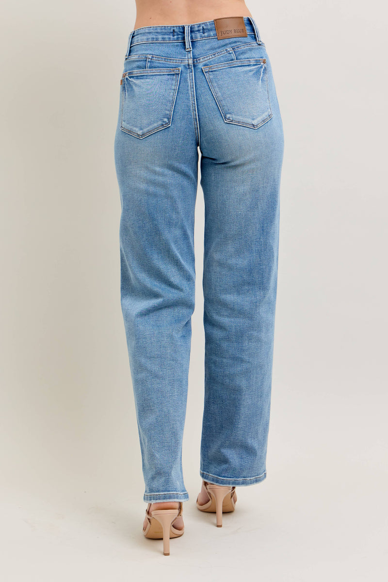 sabrina tummy control vintage wash straight jean