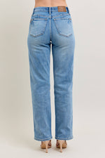 sabrina tummy control vintage wash straight jean