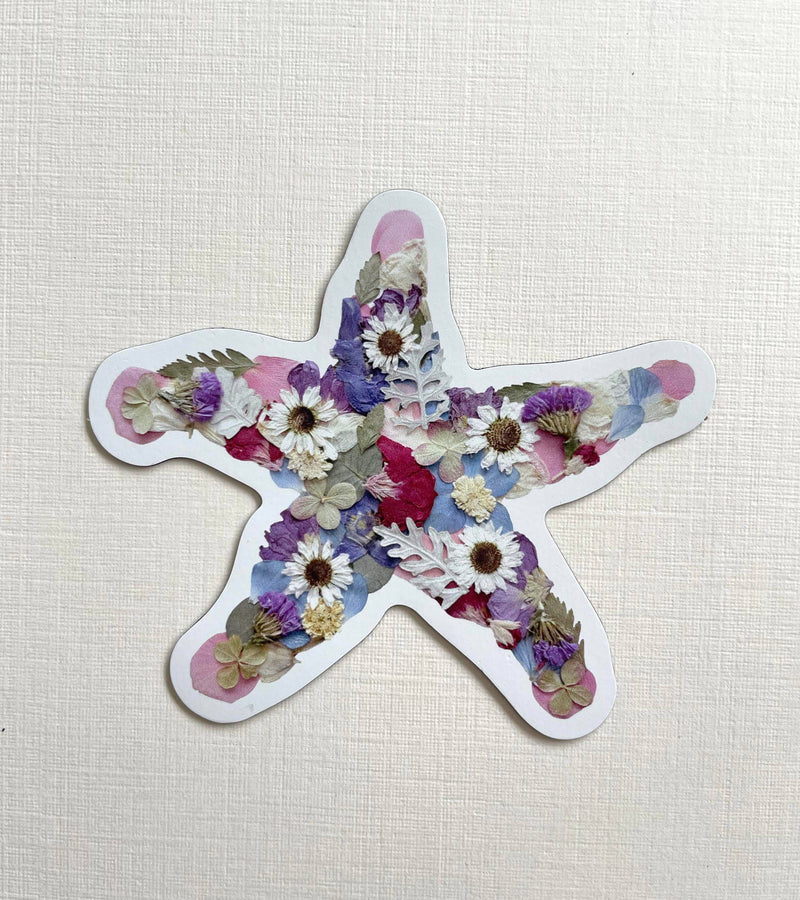 starfish pressed flower 3” magnet