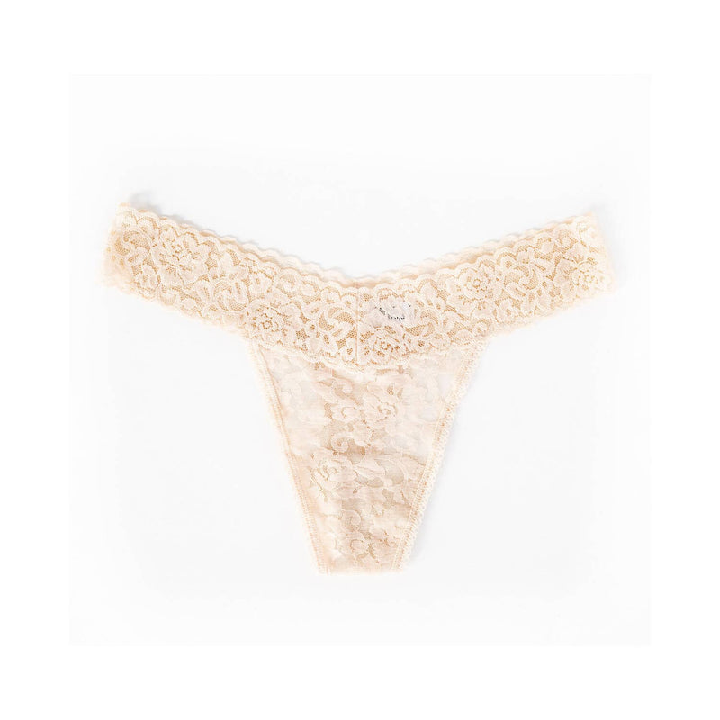 Mid-Rise Lace Thong: S/M (2-10) / Black