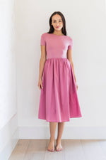 alyce midi poplin dress- dusty rose