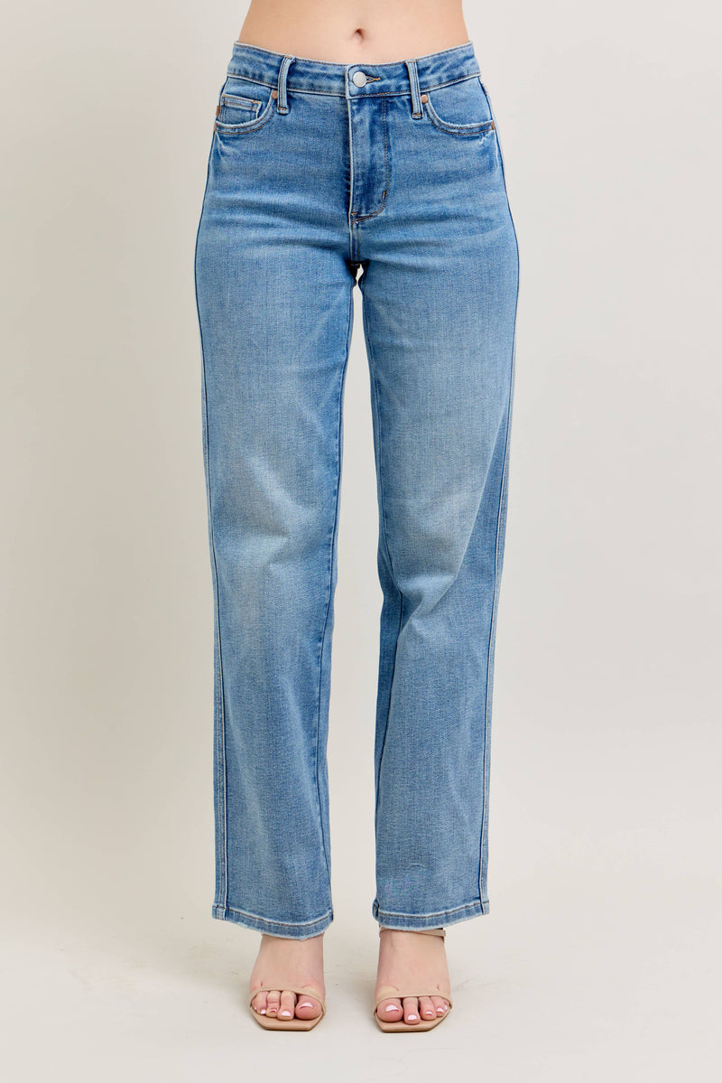 sabrina tummy control vintage wash straight jean