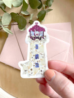 pressed flower lighthouse magnet 3”