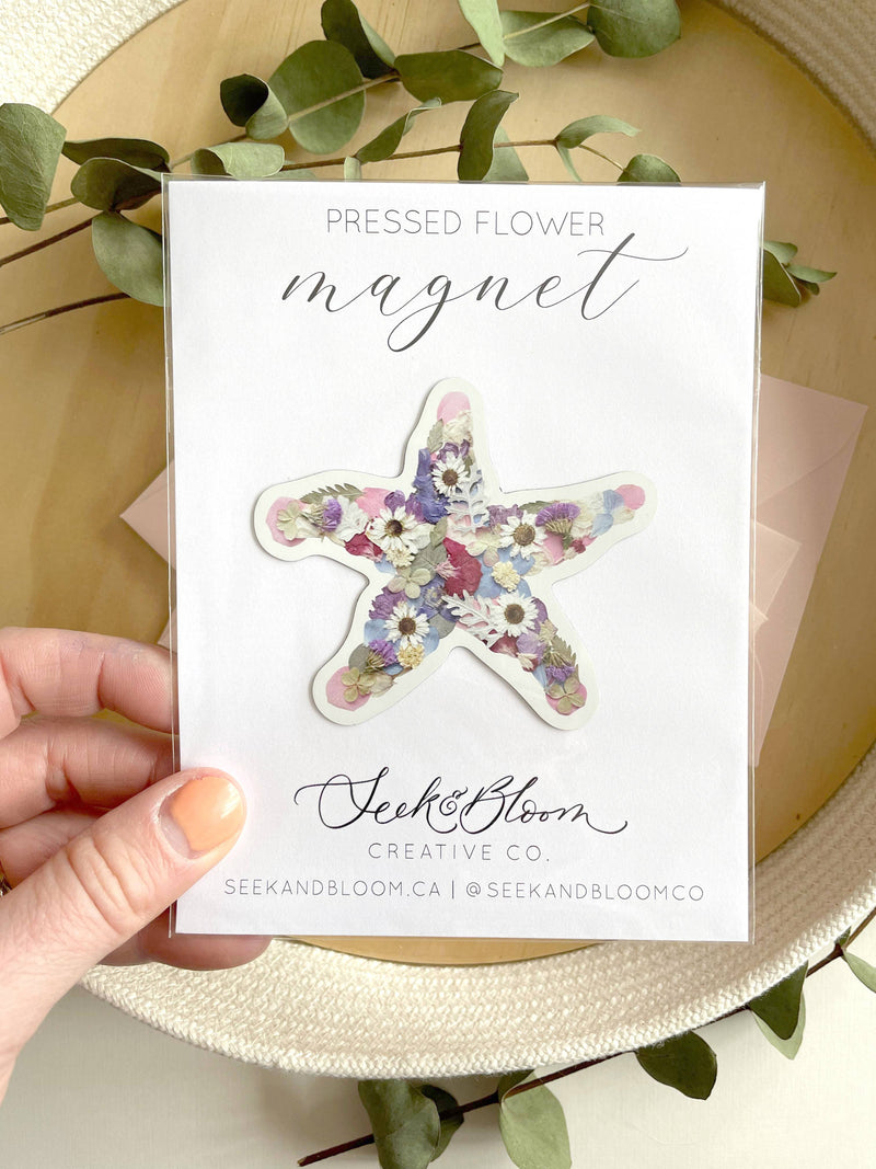 starfish pressed flower 3” magnet