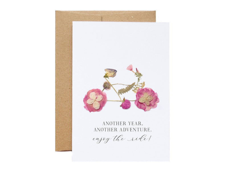 enjoy the ride pressed flower card