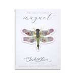 pressed flower dragonfly magnet 3”