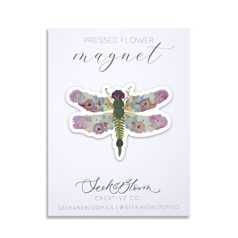 pressed flower dragonfly magnet 3”