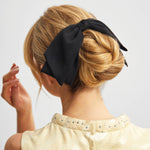 recycled fabric bow hair clip- black