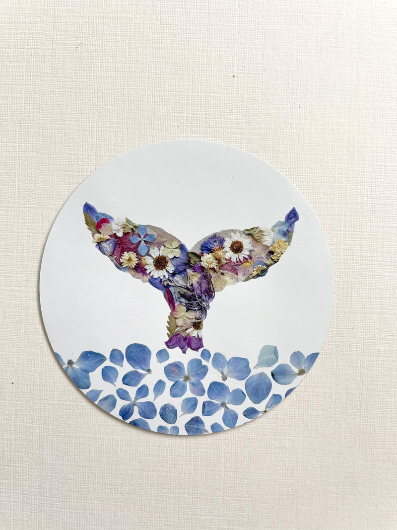 whale tail pressed flower 3” magnet