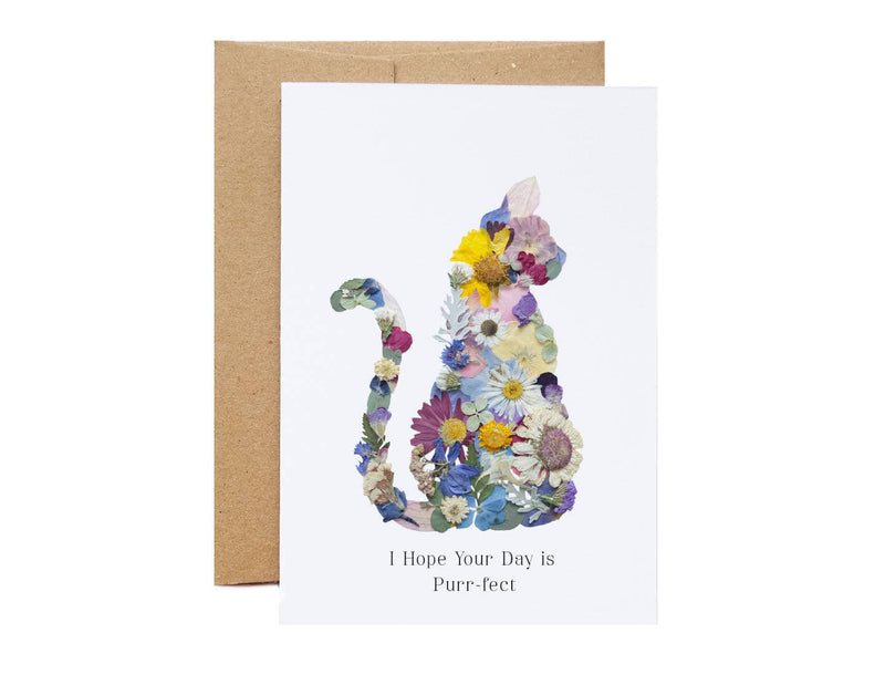 i hope your day is purr-fect pressed flower card