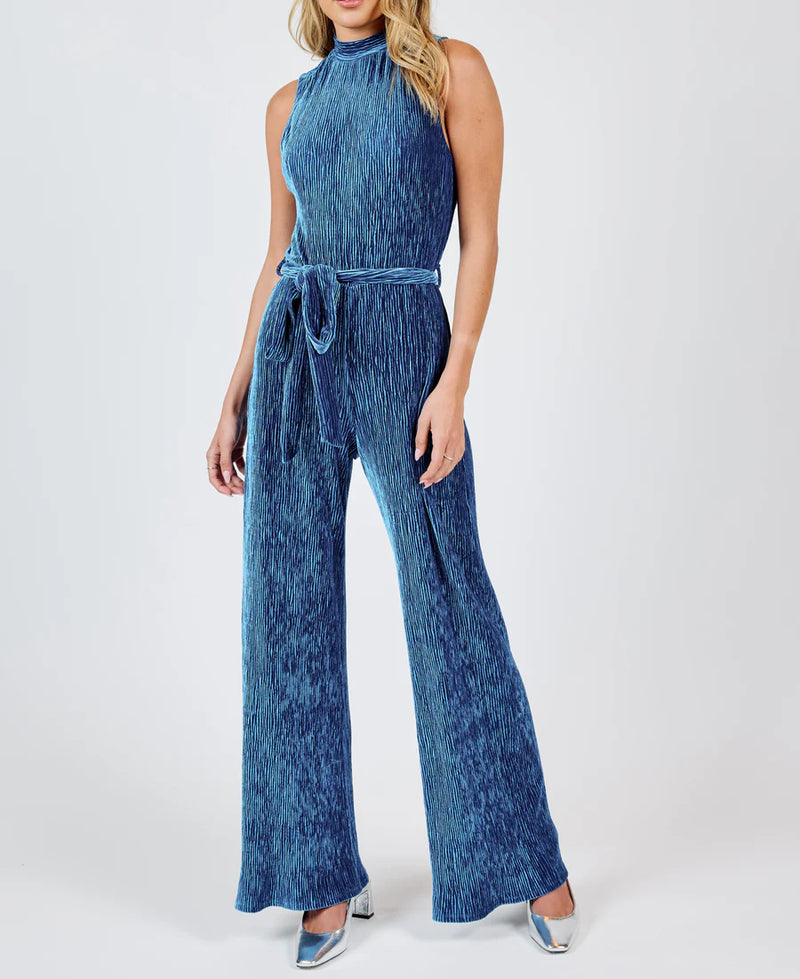 lorelai pleated mock neck jumpsuit