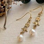 freshwater pearl and filigree drop earrings