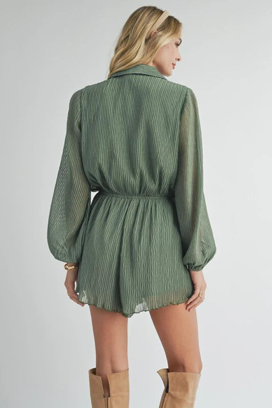 gathering button up romper