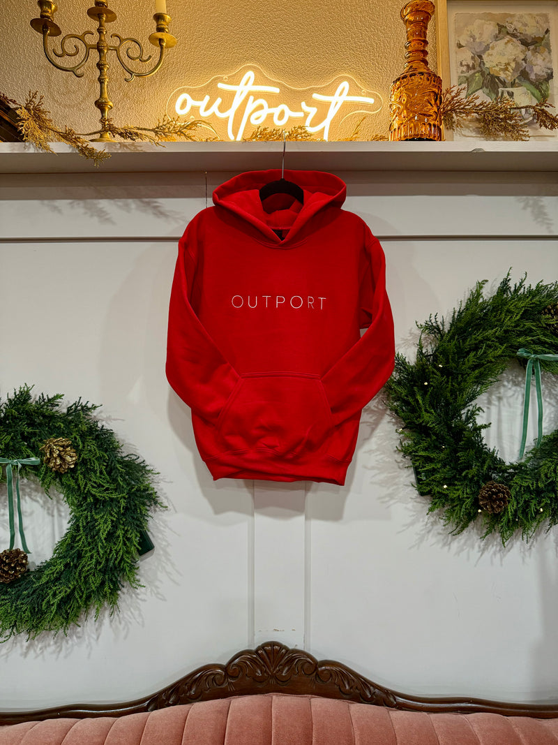 the outport youth hoodie- red heart