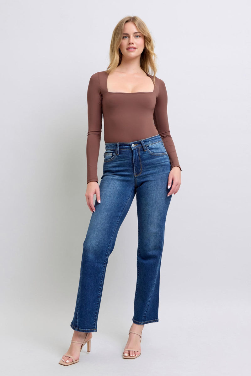 gabby side seam detail straight jeans