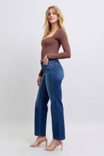 gabby side seam detail straight jeans