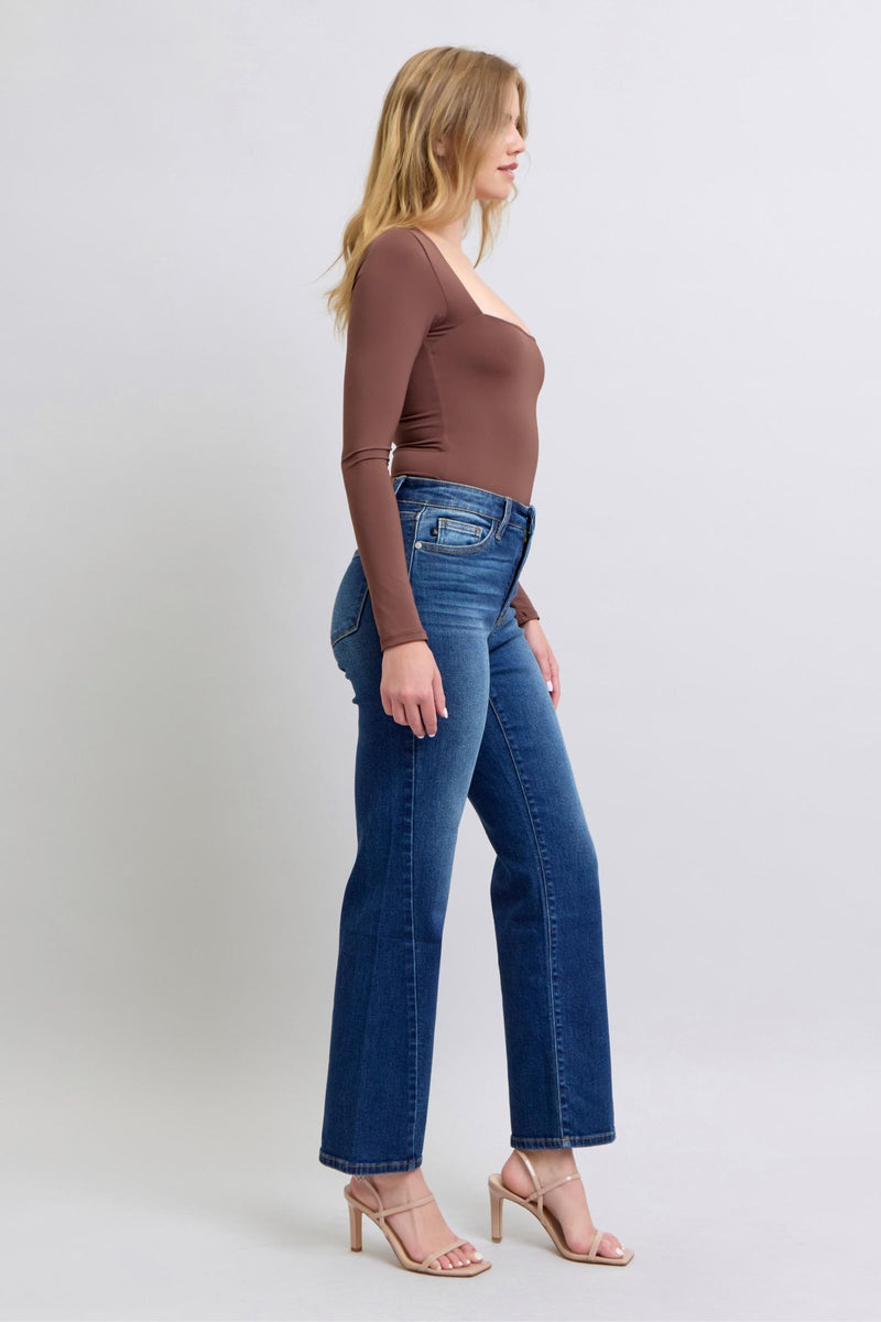 gabby side seam detail straight jeans