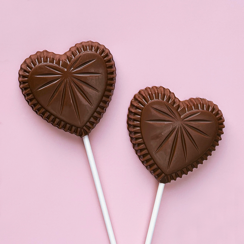 milk chocolate heart lolly