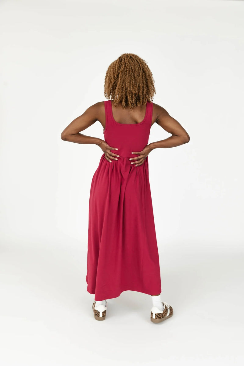 camille midi dress- berry