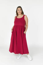 camille midi dress- berry