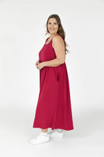 camille midi dress- berry