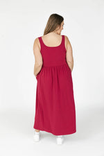 camille midi dress- berry