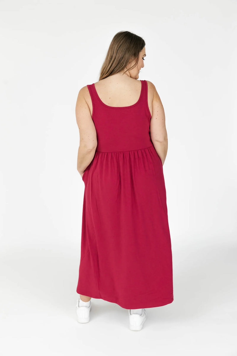 camille midi dress- berry