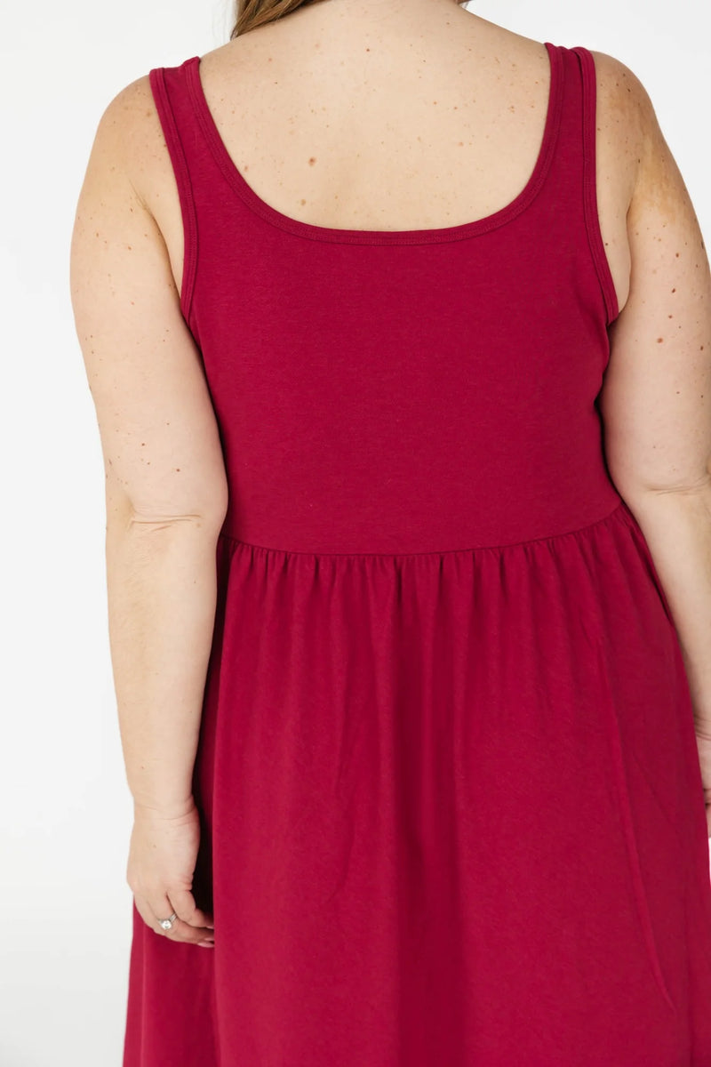 camille midi dress- berry