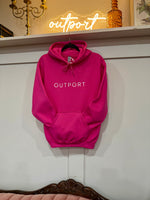 the outport hoodie- jellybean row pink