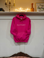 the outport hoodie- jellybean row pink