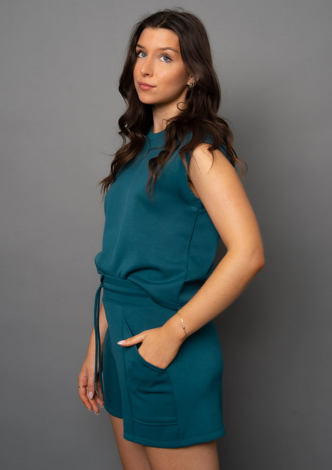miva soft knit tank top- trekking green