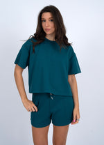 tess soft knit tee- trekking green